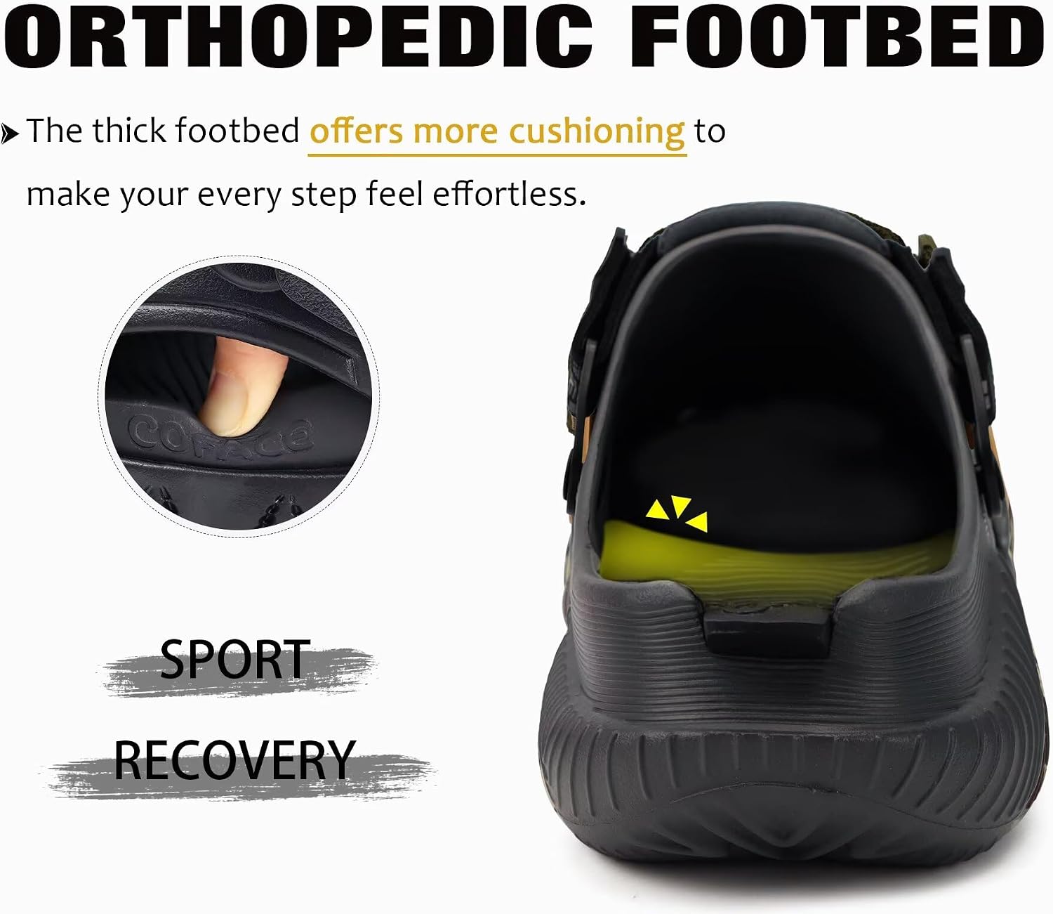 Thumbnail 3 de COFACE Mens Recovery Clogs: Orthopedic Arch Support & Thick Cushion Memory Foam Sandals