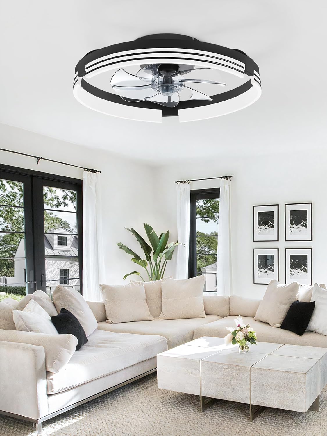 Thumbnail 6 de ZMISHIBO Low Profile Flush Mount Ceiling Fan with Light, 20 Inch LED + Remote (3000K–6000K Dimmable)