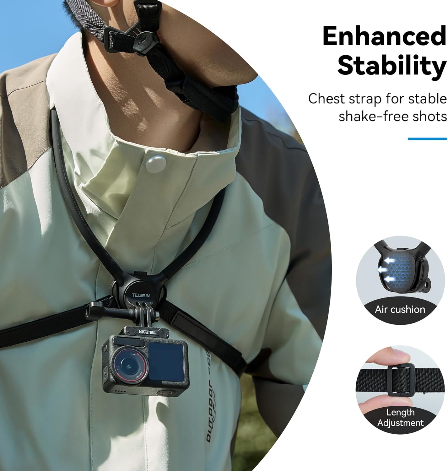 Detalle 2 de TELESIN SE 2.0: supporto per collo magnetico per iPhone, Android e action cam – stabilità e versatilità in POV