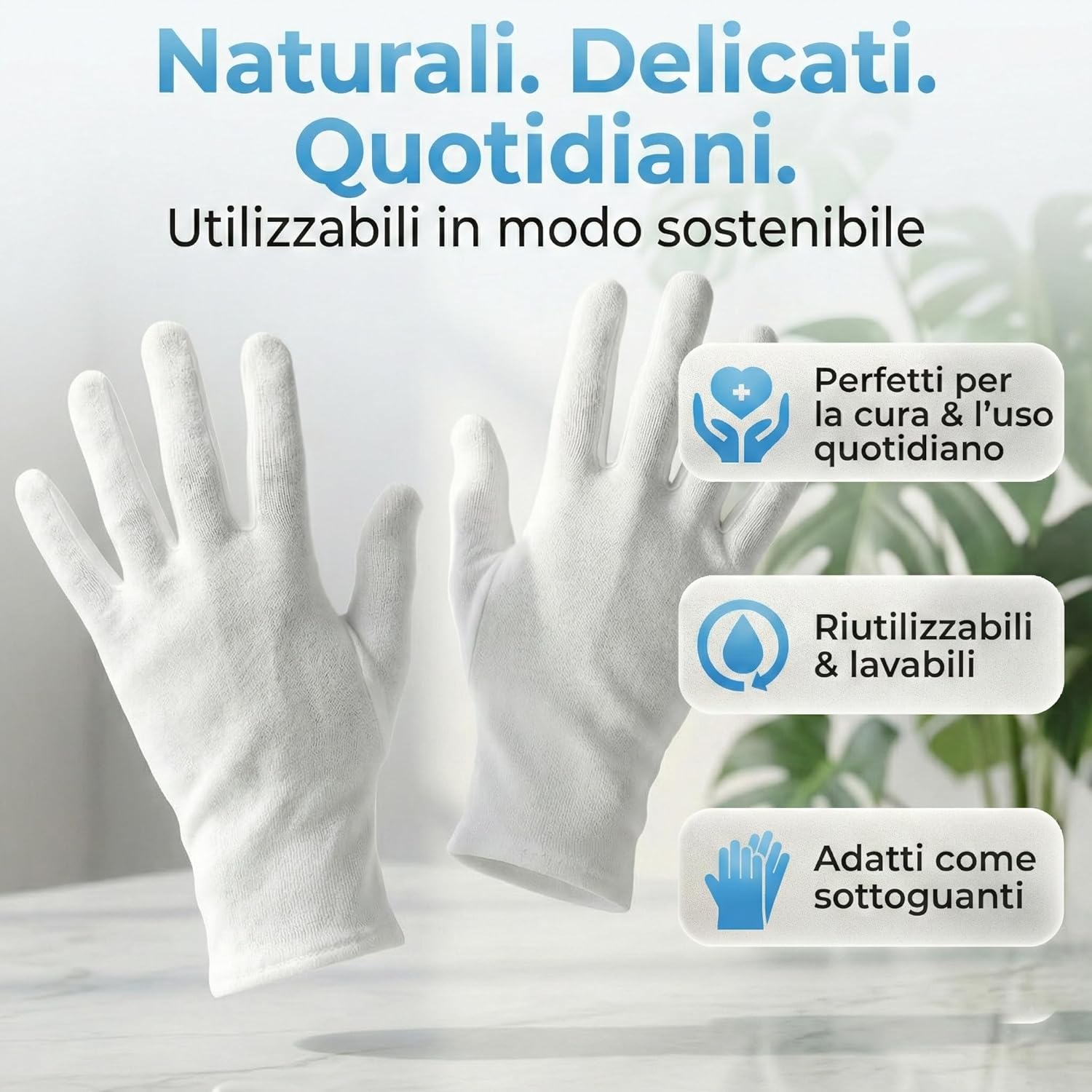 Detalle de LAVAMED DermatTest Guanti in cotone 100% bianchi (extra morbidi) taglia M, 12 paia