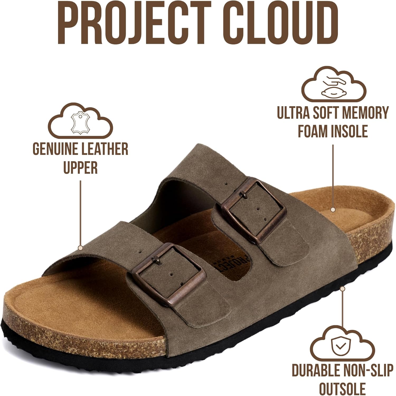 Thumbnail 1 de Project Cloud Heritage Sandal: 100% Genuine Leather, Memory Foam Insole, Cork Footbed