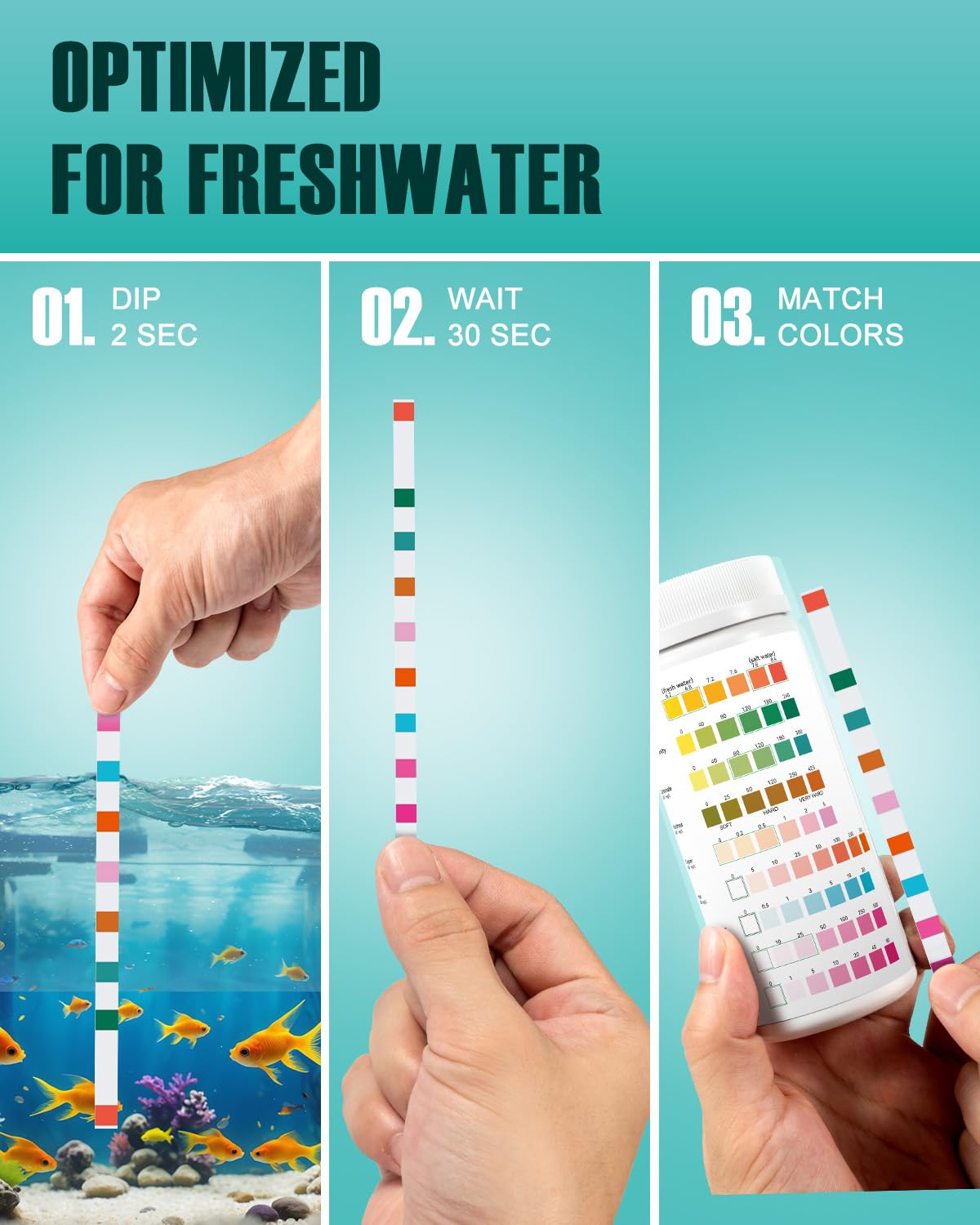 Thumbnail 4 de Aquarium Test Strips - 9-in-1 Aquarium Water Test Kit (100 Strips) for Freshwater & Saltwater