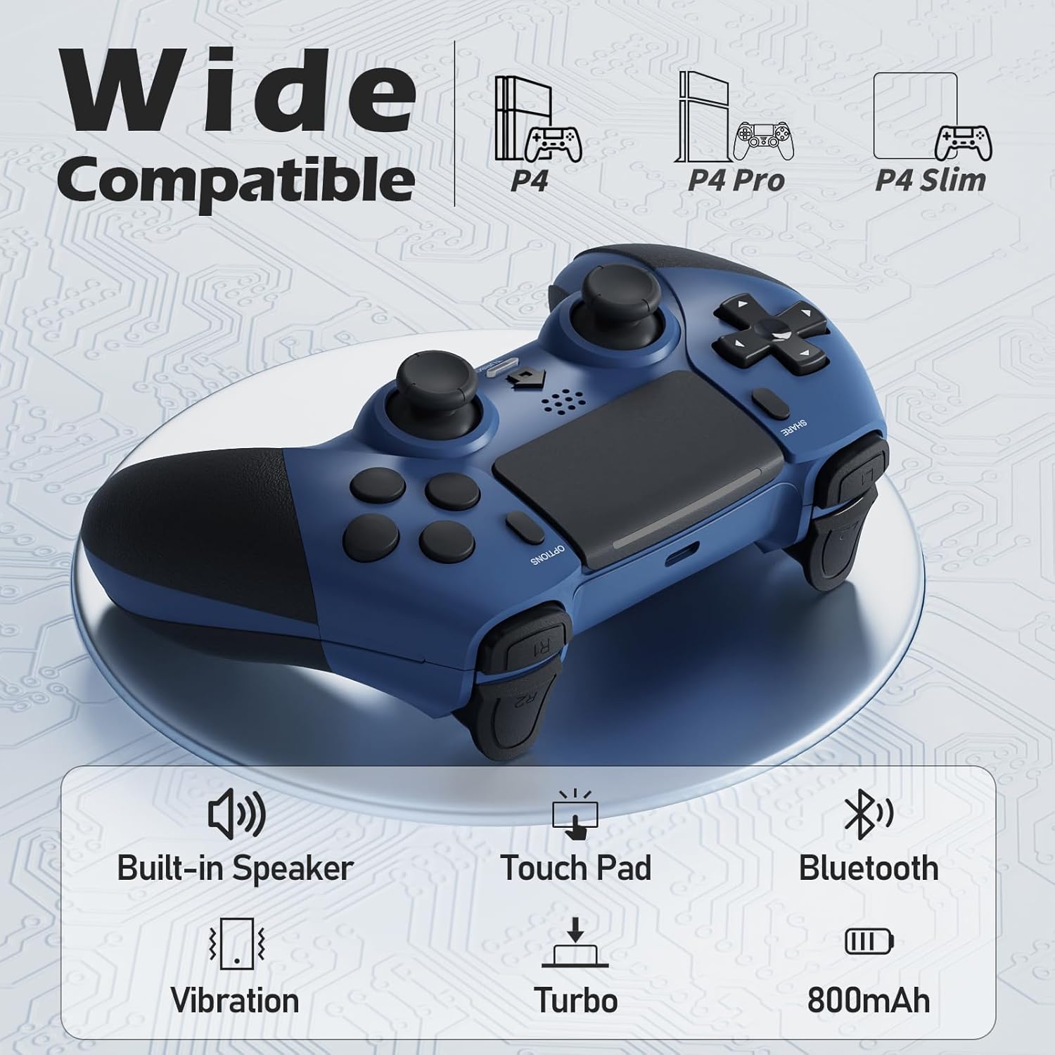 Thumbnail 1 de CHEREEKI Wireless Controller for PS4 (P4, Slim, Pro) with 2 Macro Buttons, Turbo, 3.5mm Audio, 6-Axis Motion