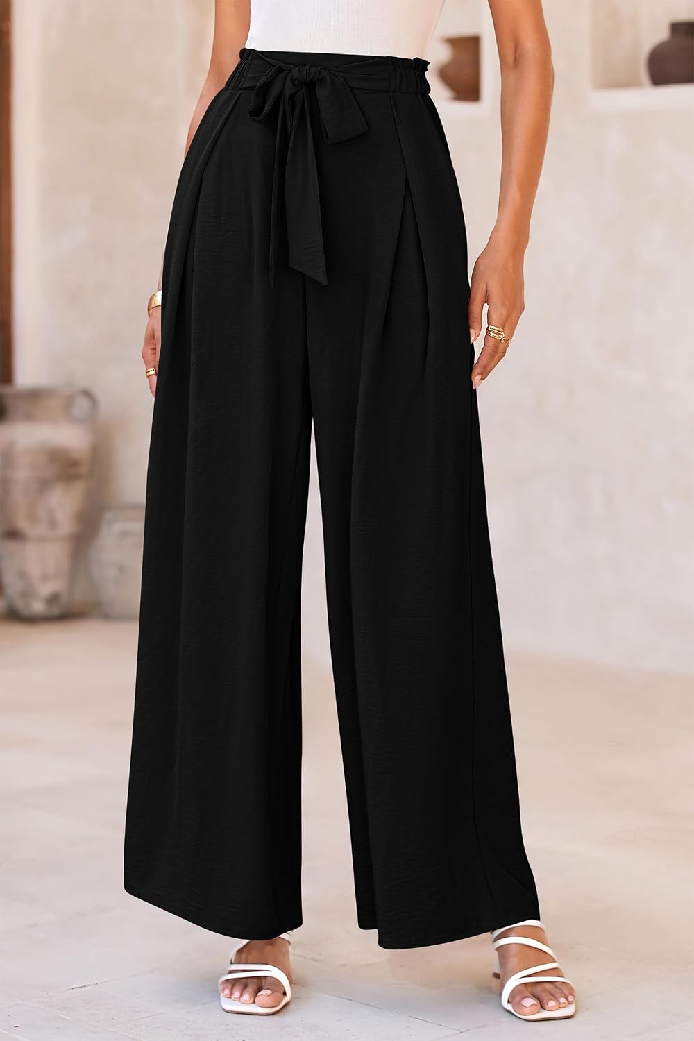 Detalle de PRETTYGARDEN Women's Wide Leg Work Pants: High-Waisted Palazzo Trousers for Business Casual