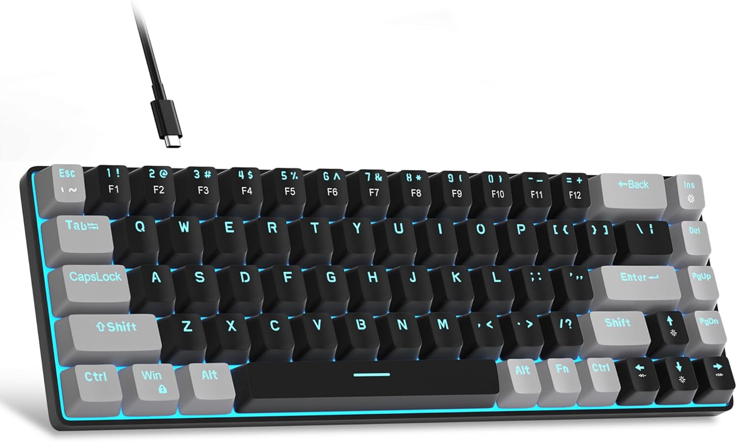 Detalle de MageGee MK-Box 60% Mechanical Keyboard (68-Key) with Red Linear Switches and LED Backlight