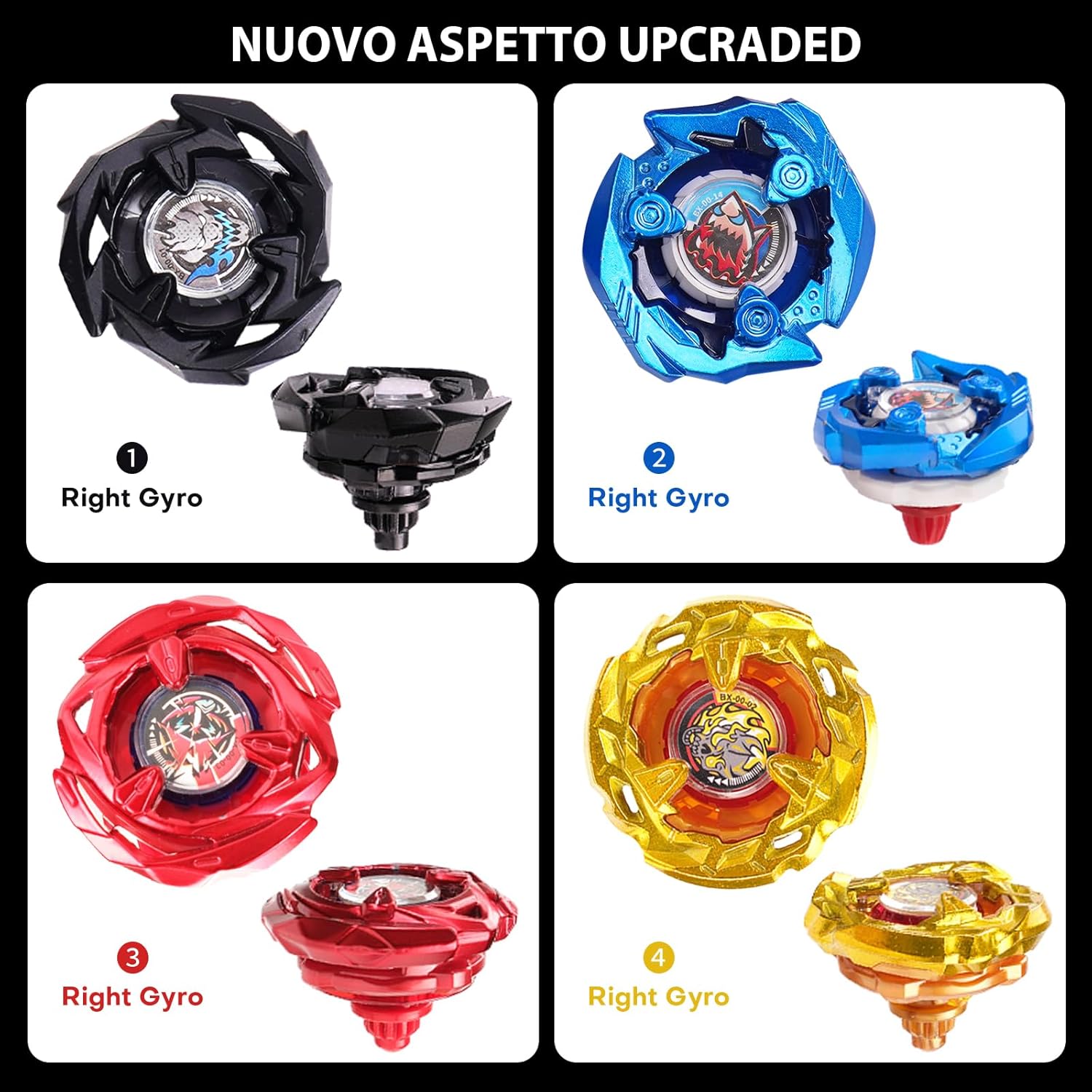 Thumbnail 5 de Gyro X Stadium Arena Set con binario di accelerazione X (4 trottole, 2 lanciatori e arena) per bambini dai 6 anni, grigio