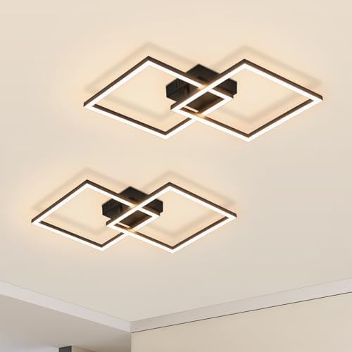 Detalle de cupgow PC-JX – czarna lampa sufitowa LED 24 W, ciepłe światło 3000 K