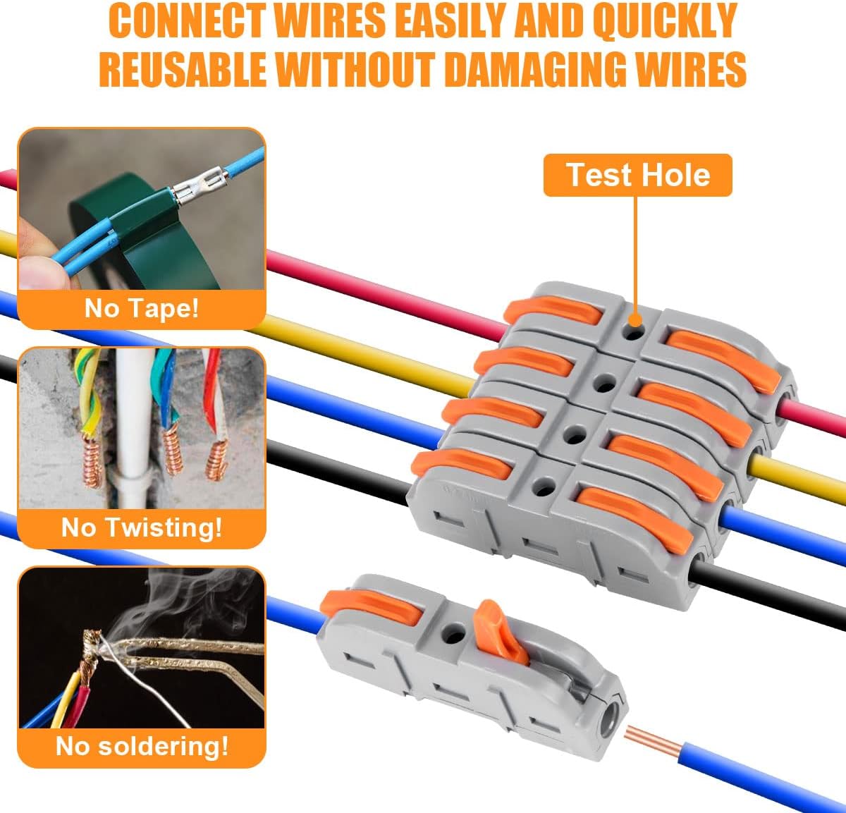 Thumbnail 5 de Flintronic Wire Connectors 34-Pack 2‑Pin Push‑Type Terminal Block 📮