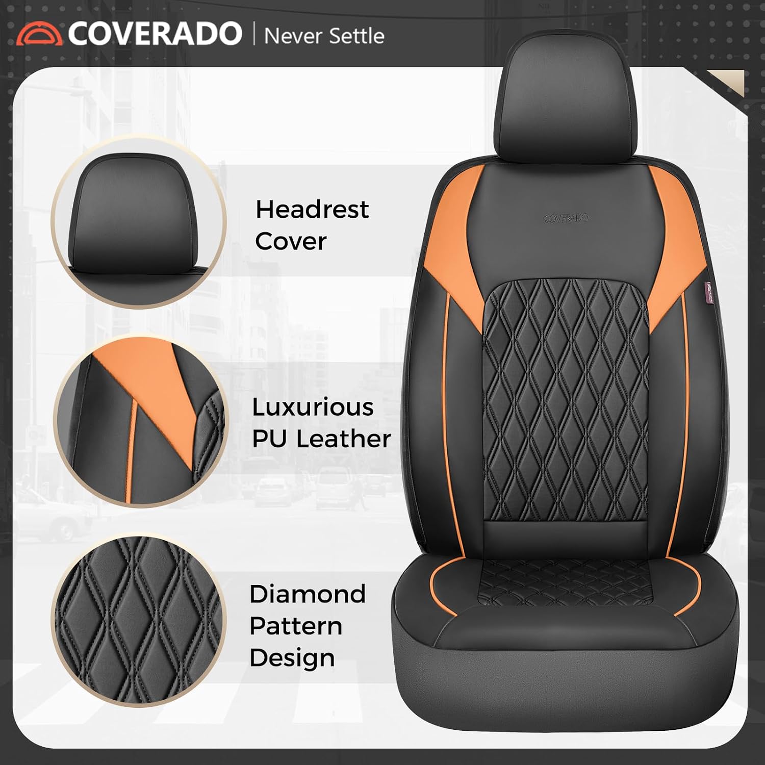 Detalle de Coverado Front Seat Covers, Faux Leather