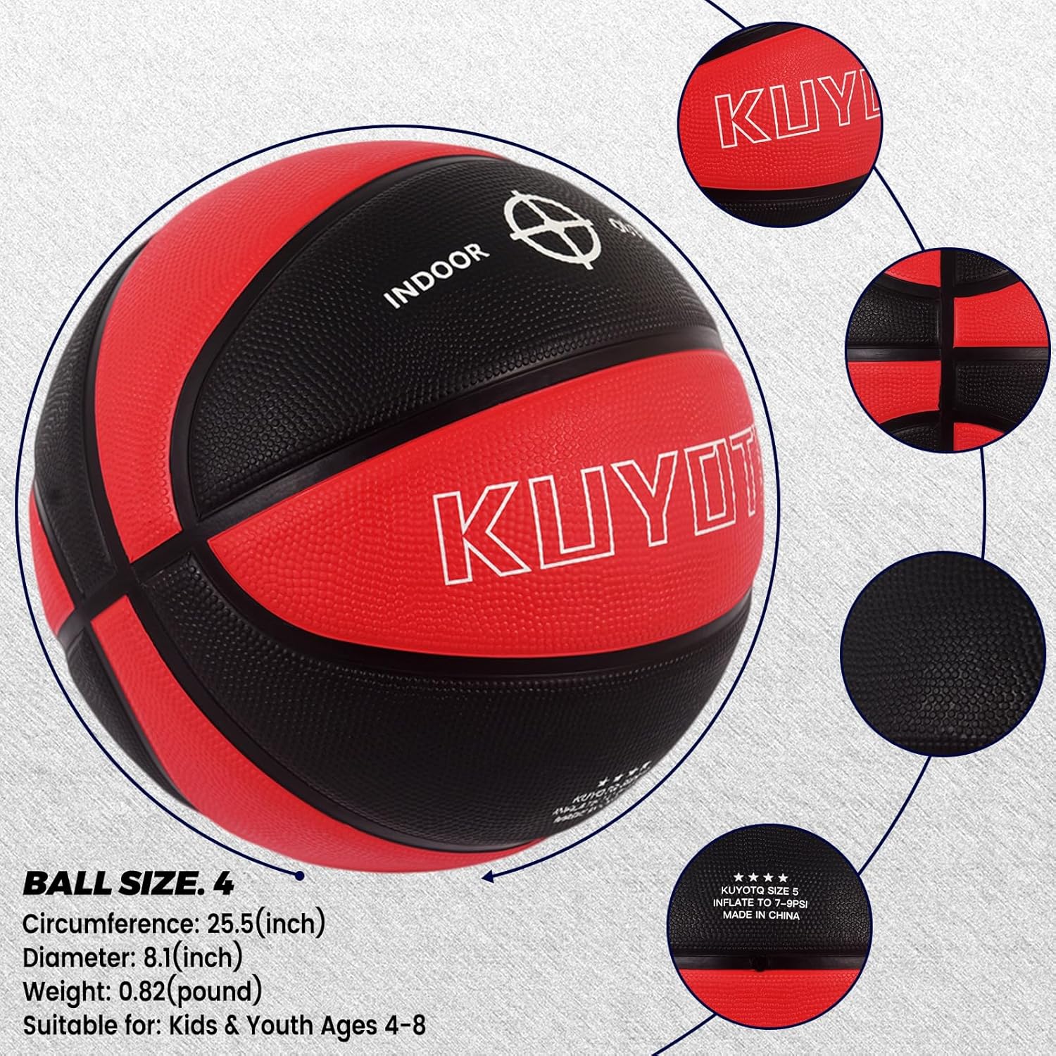 Thumbnail 4 de KUYOTQ Basketball Set: Two Size 3/4/5/6/7 Balls for Indoor or Outdoor Play