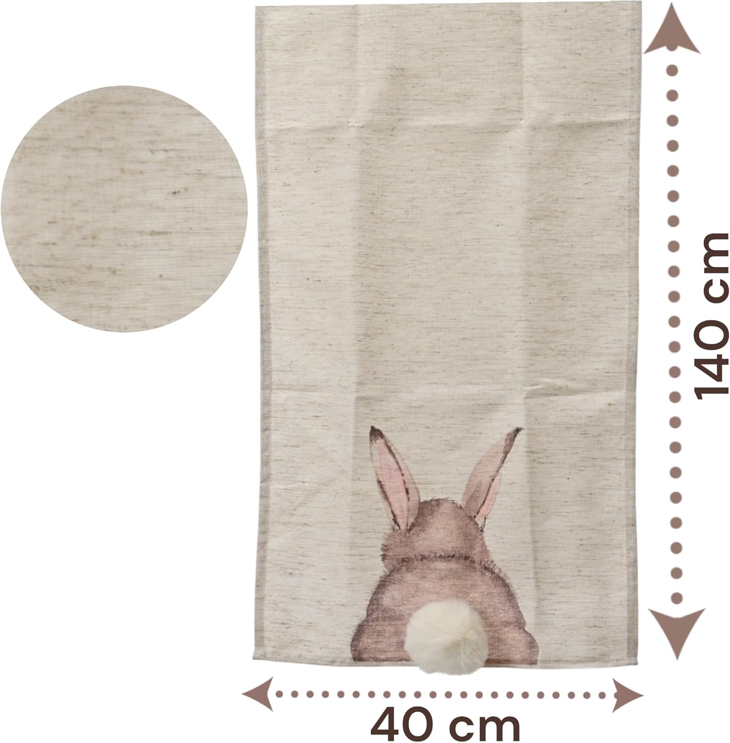 Detalle de MIJOMA Tischläufer mit Hasenmotiv – 40 x 140 cm, Oster-Deko aus 100% Polyester
