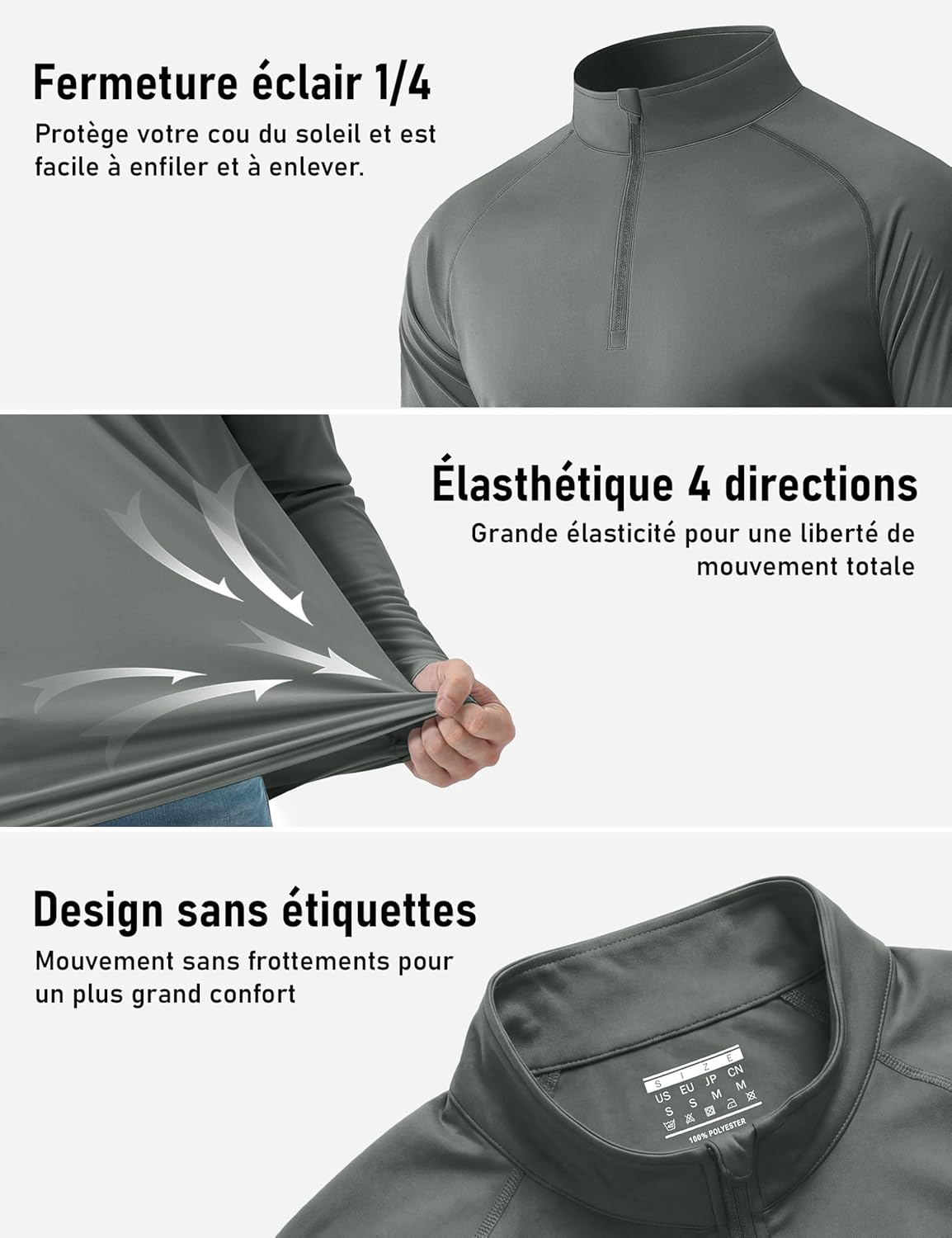 Thumbnail 5 de MAGCOMSEN T-Shirt manches longues homme à 1/4 zip anti-UV UPF 50+ (running & fitness)