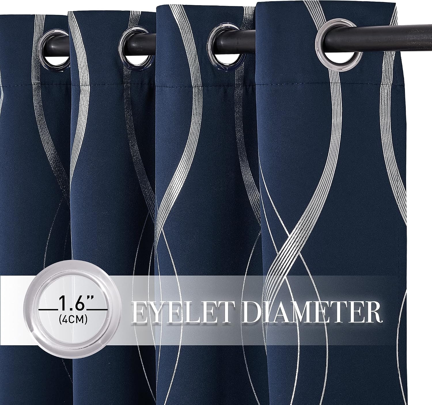 Detalle 2 de PONY DANCE Blackout Foil Curtains 66 x 54 Inch