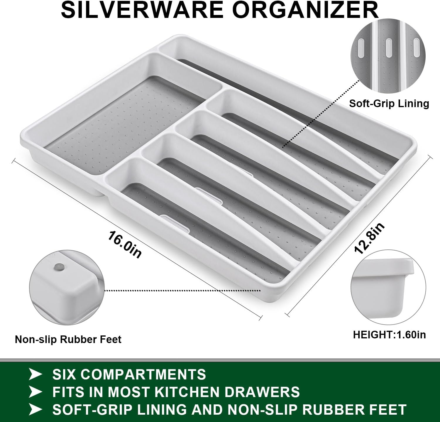 Detalle de Dehov T1010-48 49-Piece Gold Stainless Steel Flatware Set with Organizer