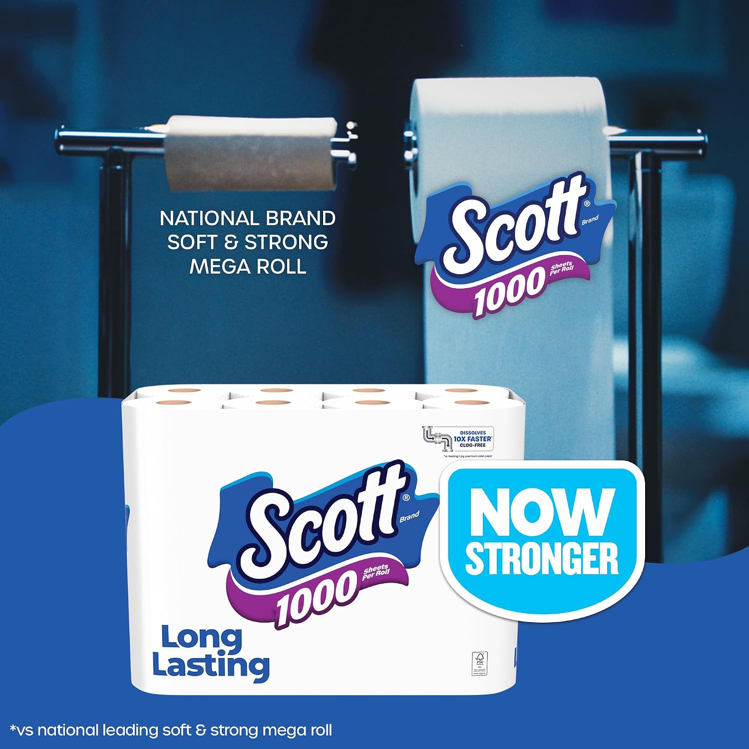 Detalle de Scott 1000 Toilet Paper — 18 Rolls, 1000 Sheets per Roll (1-ply)
