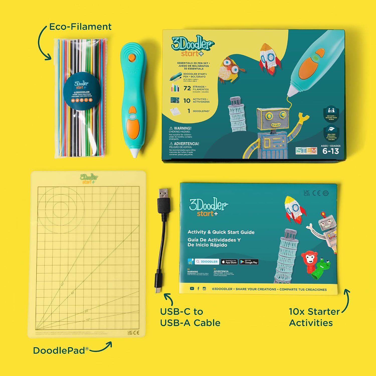 Thumbnail 4 de 3Doodler Start+ Essentials 3D Pen Set for Kids with Low-Heat Design