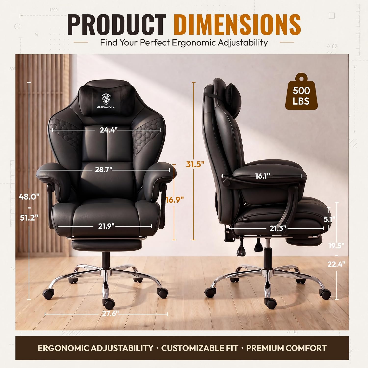 Detalle de Dowinx Gaming Chair 500 LBS