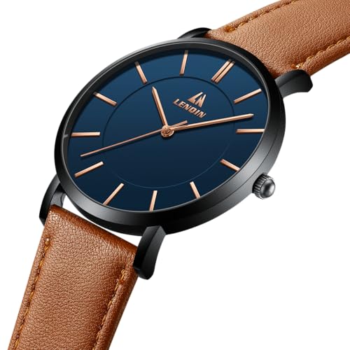 Detalle de LN LENQIN Montres Hommes – Montre analogique à quartz étanche 43 mm