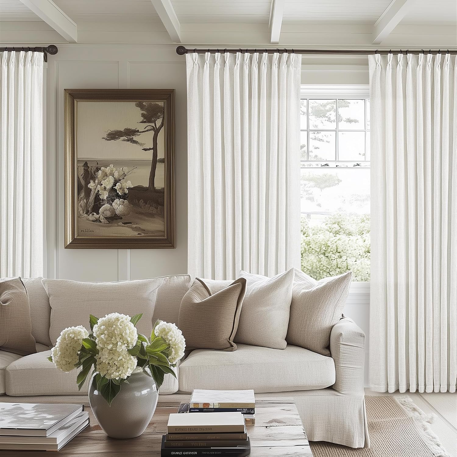 Thumbnail 6 de Extra Wide Linen Pleated Curtains 108x70 📐