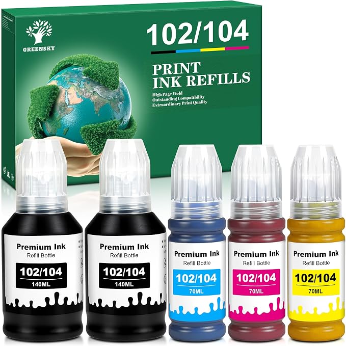 Detalle de GREENSKY 102/104 Tinta Colorante para Epson EcoTank 🖍