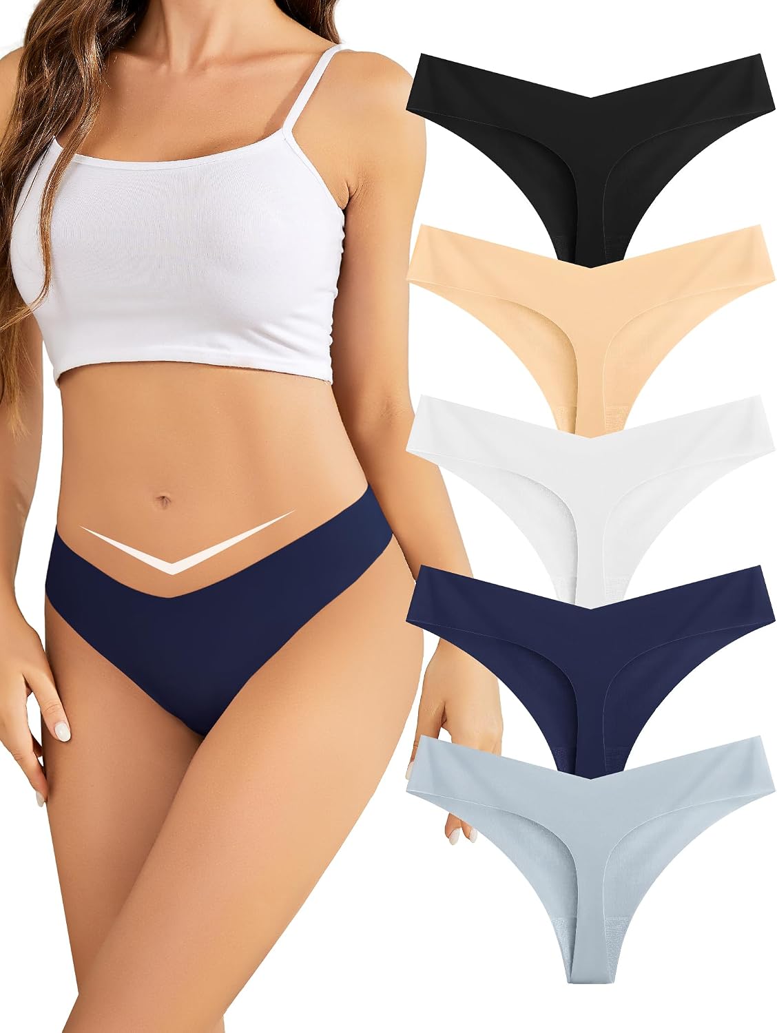 Thumbnail 3 de VOENXE Seamless Women Underwear Thongs 5-Pack