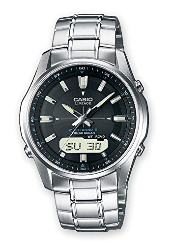 Detalle de Casio LCW-M100DSE-1AER Herren-Armbanduhr: Solarbetrieben, Funkuhr mit Weltzeit aus massiven Edelstahl