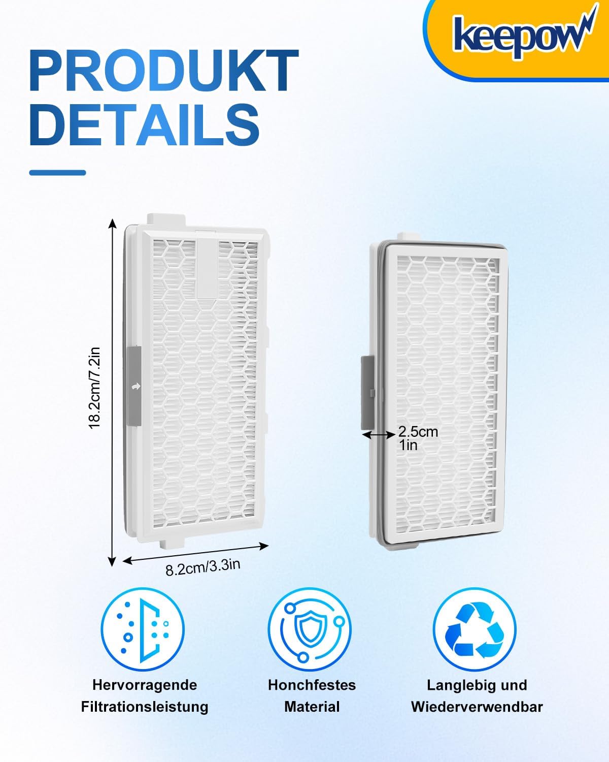 Thumbnail 6 de KEEPOW 2 HEPA Airclean Plus 50 Filters für Miele Complete C3/C2, Compact C1/C2 und S-Serie