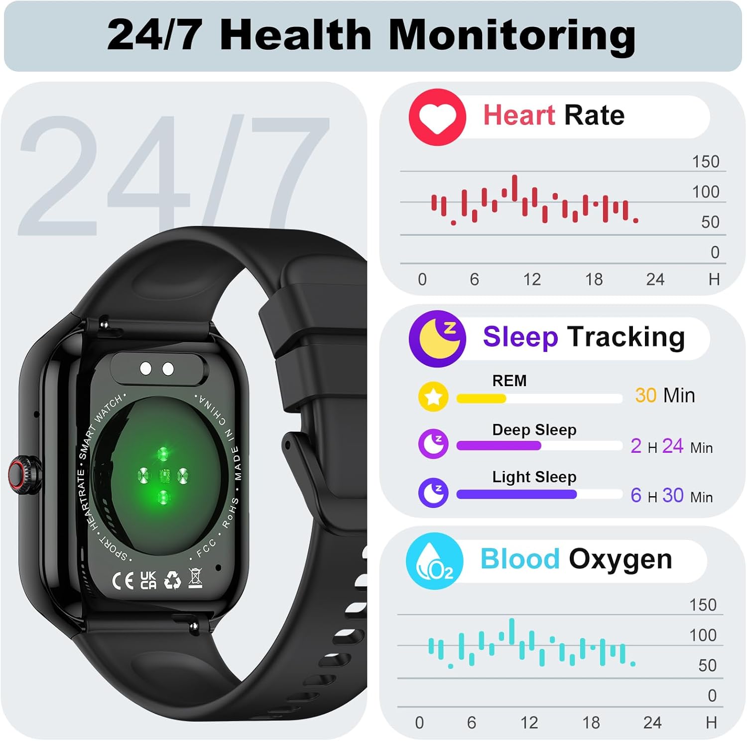 Thumbnail 2 de 2026 Smart Watch for Men & Women (1.96" screen) with Bluetooth calls, 100+ sport modes, IP68 water resistance