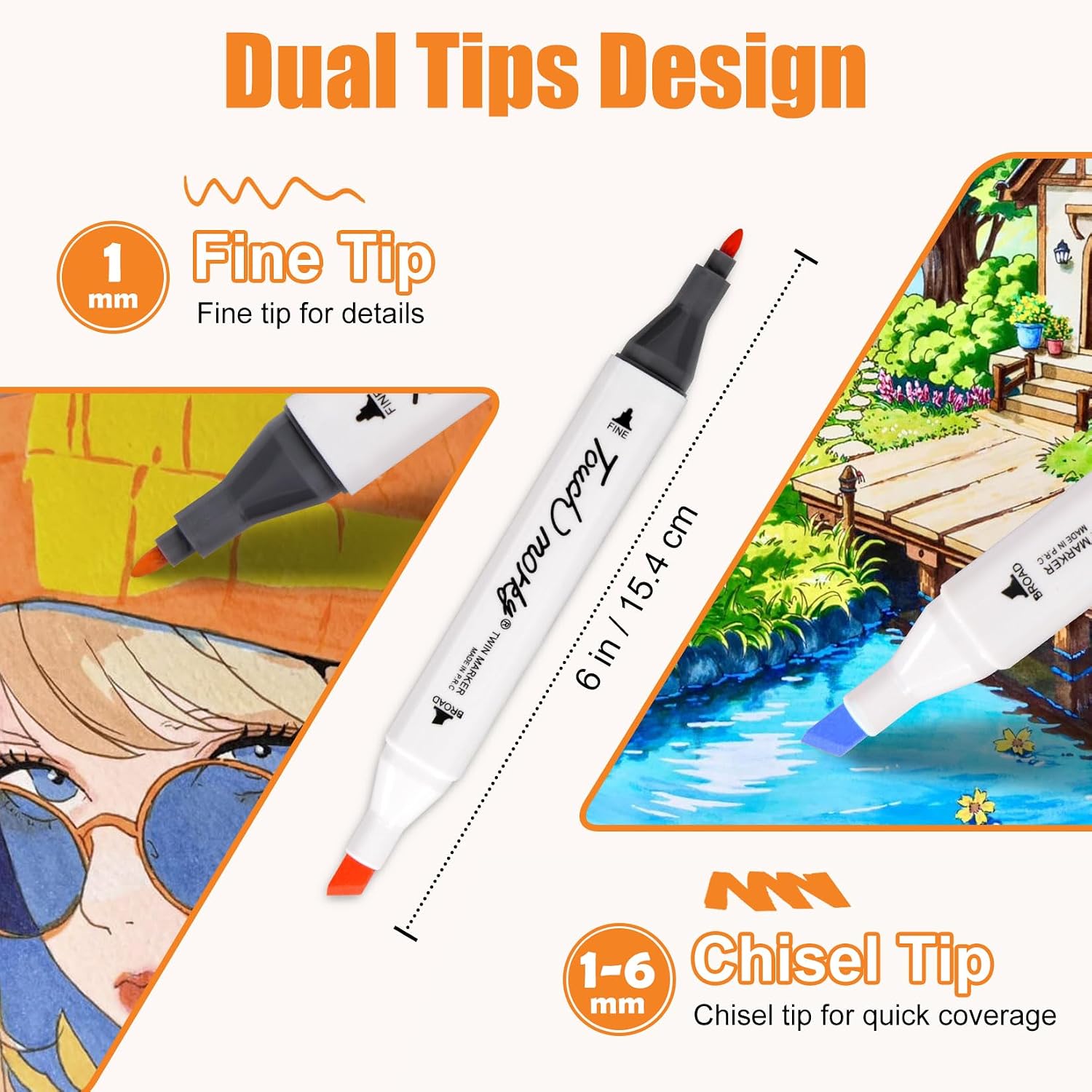 Detalle de AEDAGA 80 Colours Alcohol Markers with Free App (Alcohol Pens for Anime, Manga, Sketching & Calligraphy)