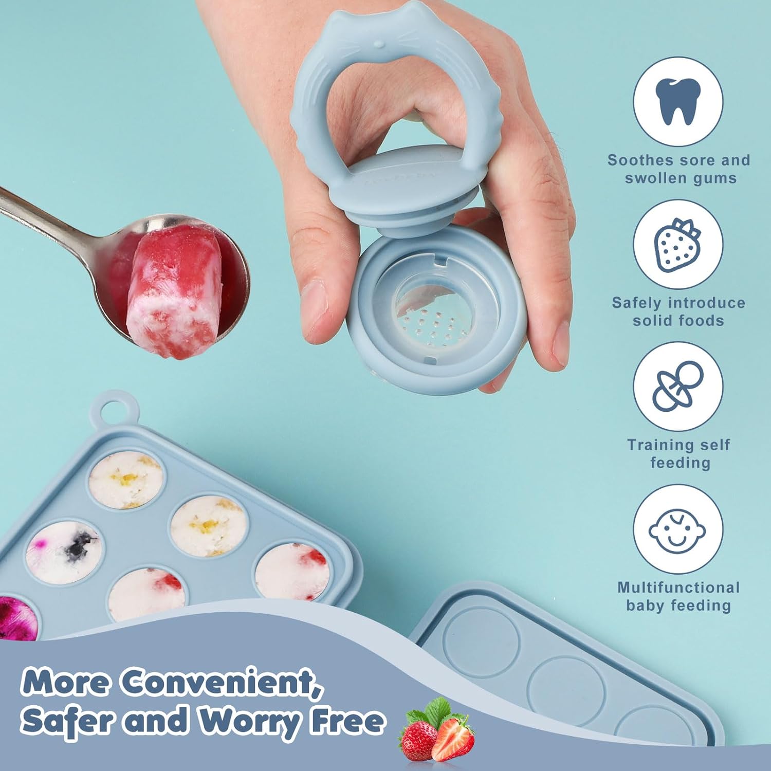 Thumbnail 1 de Baby Fruit Feeder Ice Lolly Moulds Set – Safe Teether and Self-Feeding System
