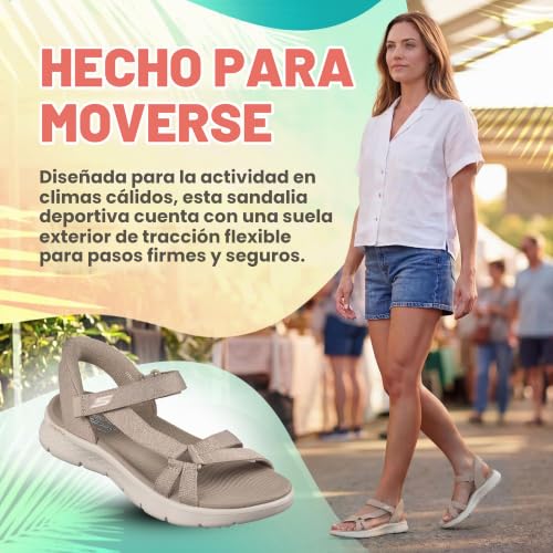 Detalle 2 de Skechers Mujer Go Walk Flex Sandal Illuminate Slip-In: confort ligero en Taupe Textile (41 EU)