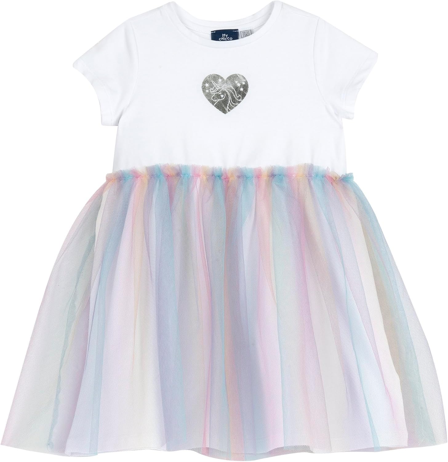 Detalle 2 de Robe fille Chicco à ouverture pratique et boutons — coton léger, manches courtes, motif fleuri