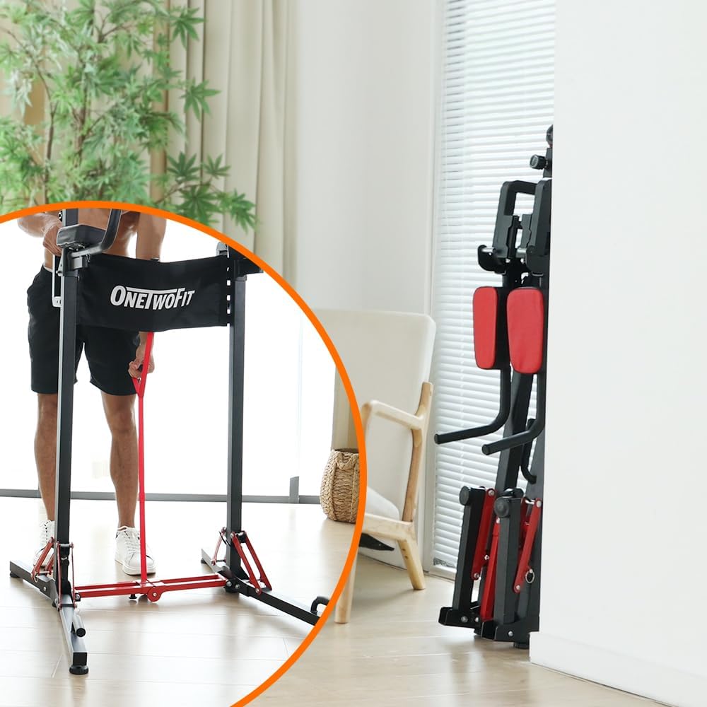 Detalle 2 de ONETWOFIT Foldable Power Tower with 9 Height Settings and Adjustable Armrests