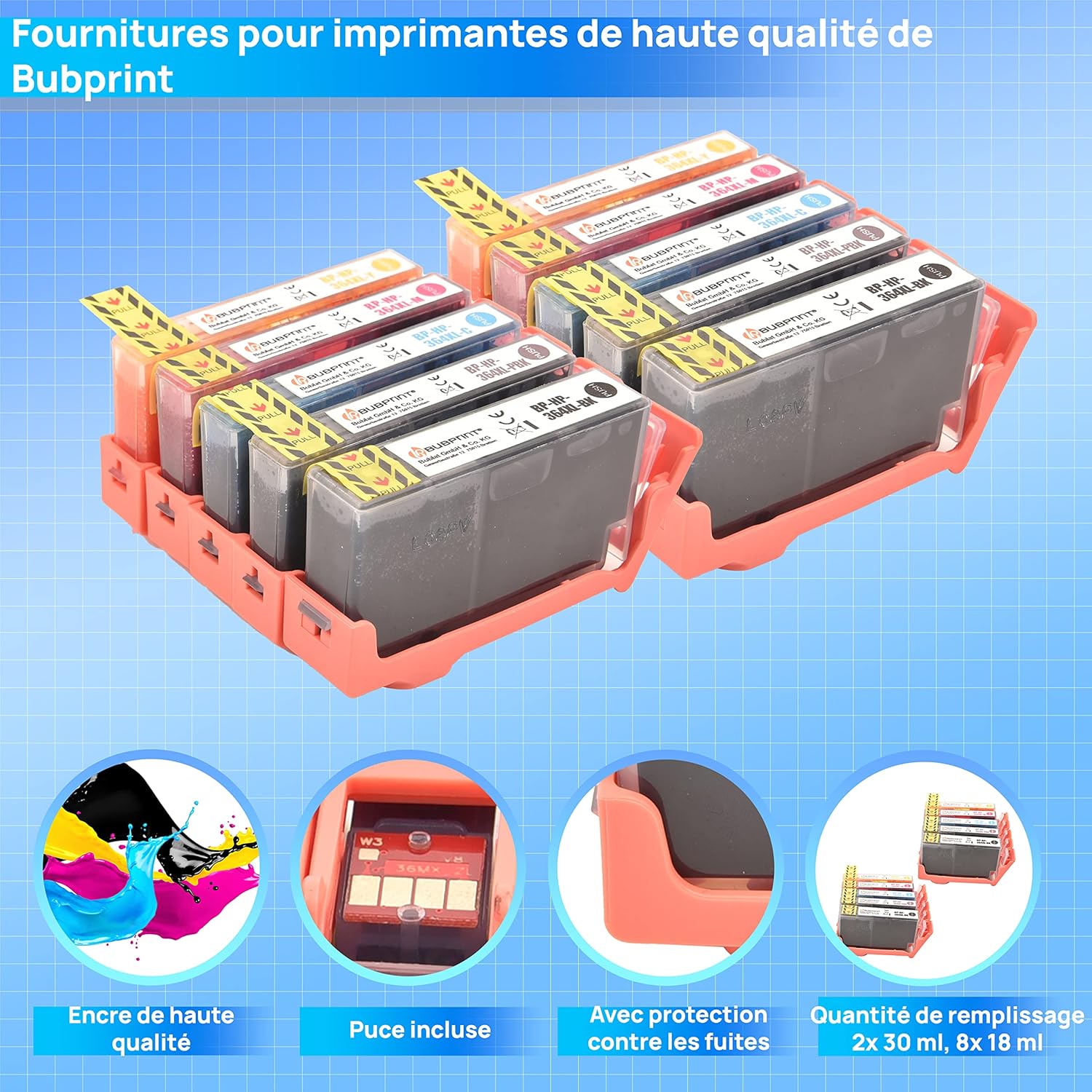 Thumbnail 2 de 10 Bubprint Cartouches d'encre compatibles HP 364XL pour DeskJet et imprimantes compatibles
