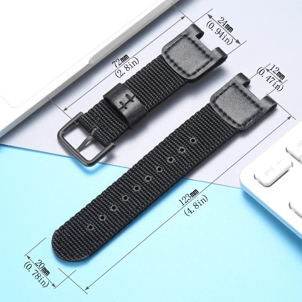 Detalle de MCXGL Tuch Lederarmband mit Nylonleder – kompatibel mit Casio SGW-100, GW-3000B, GW-3500B & PAS-400B