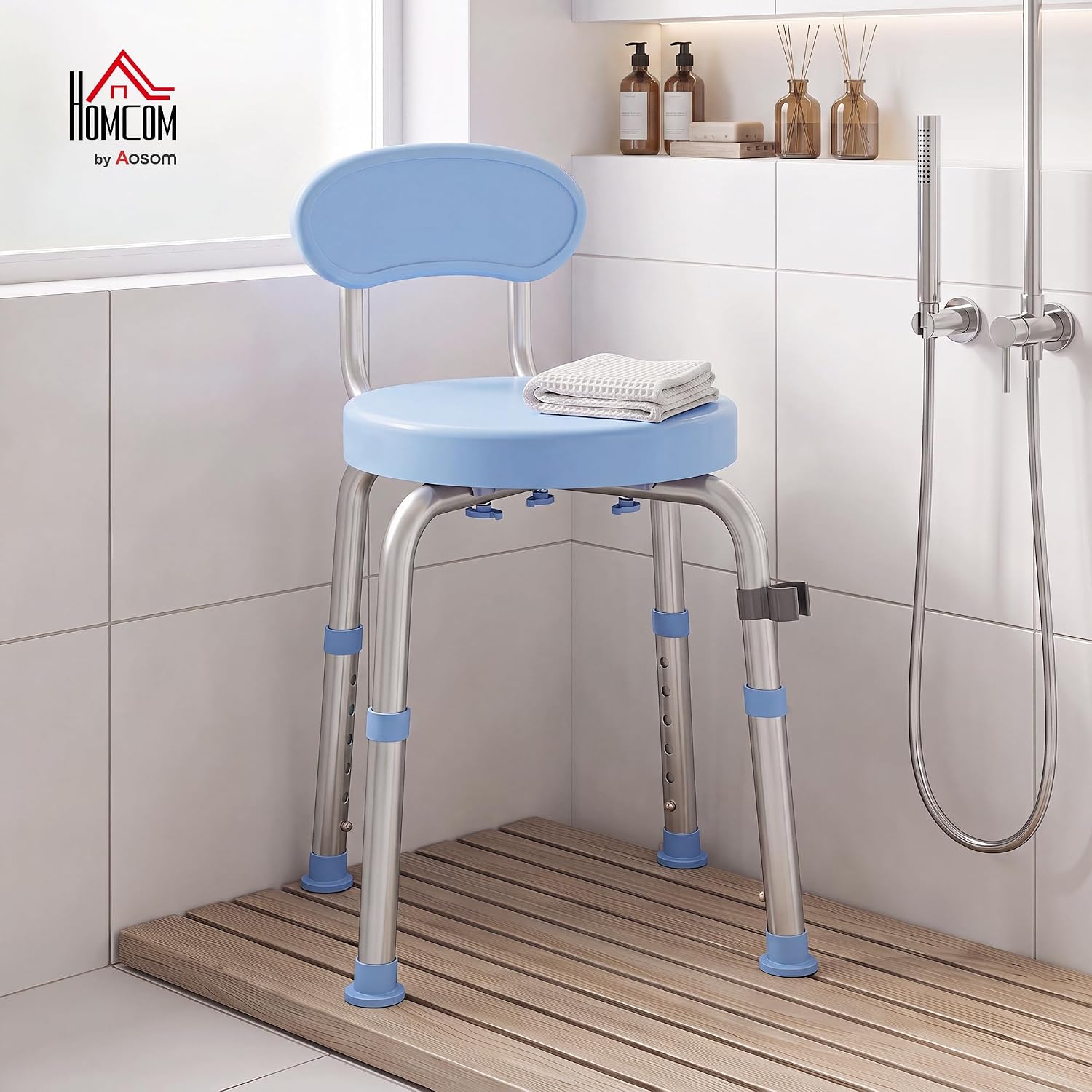 Detalle de HOMCOM 712-082V00LB douchekruk, 360° draaibaar en verstelbaar in 5 hoogtes