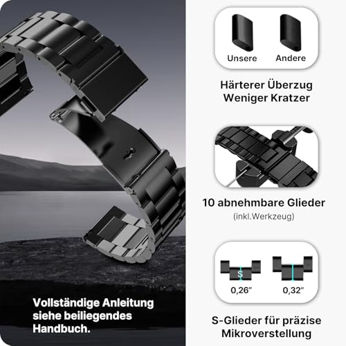 Detalle 2 de Fullmosa Edelstahl-Uhrenarmband 22 mm – Robust, edel und vielseitig kompatibel