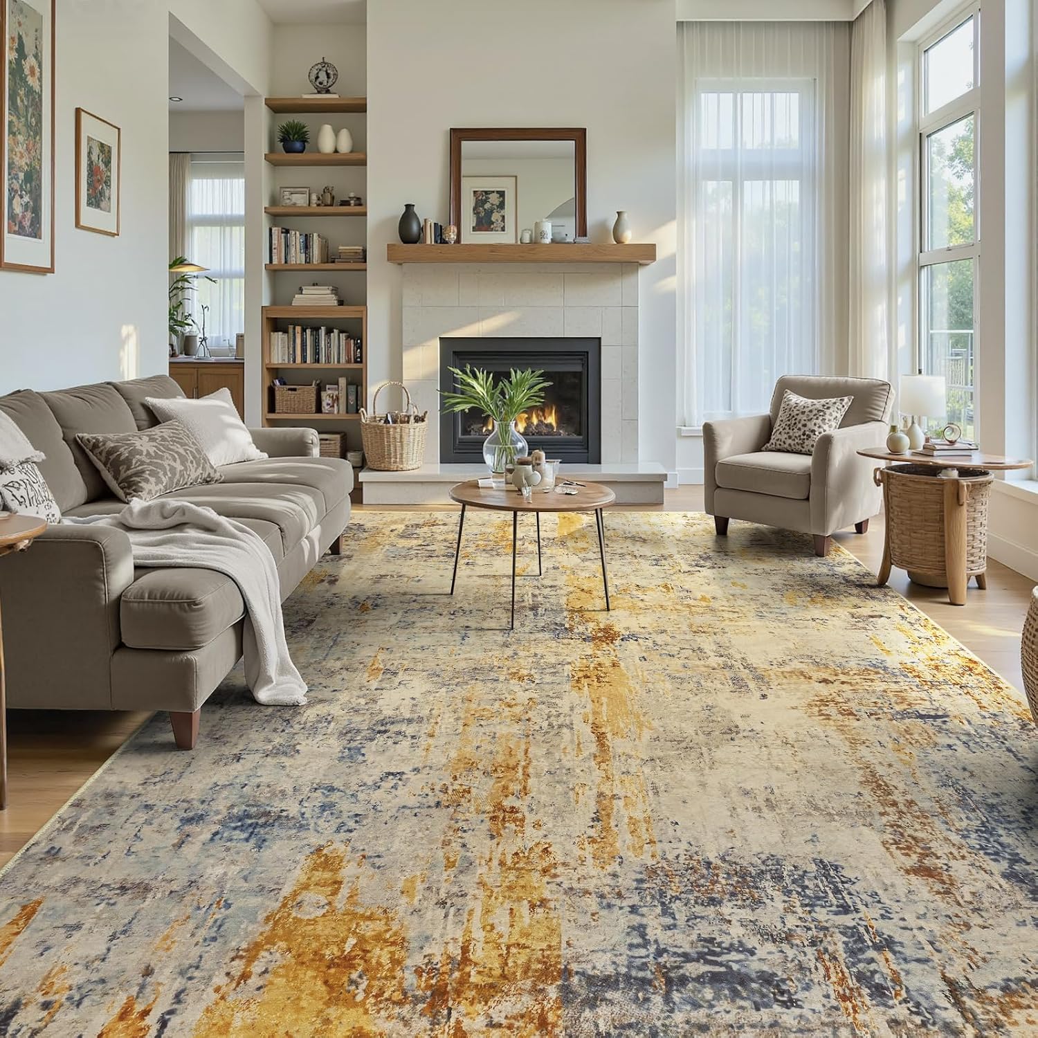 Thumbnail 3 de Ompaa Teal Blue 6x9 Rug for Living Room