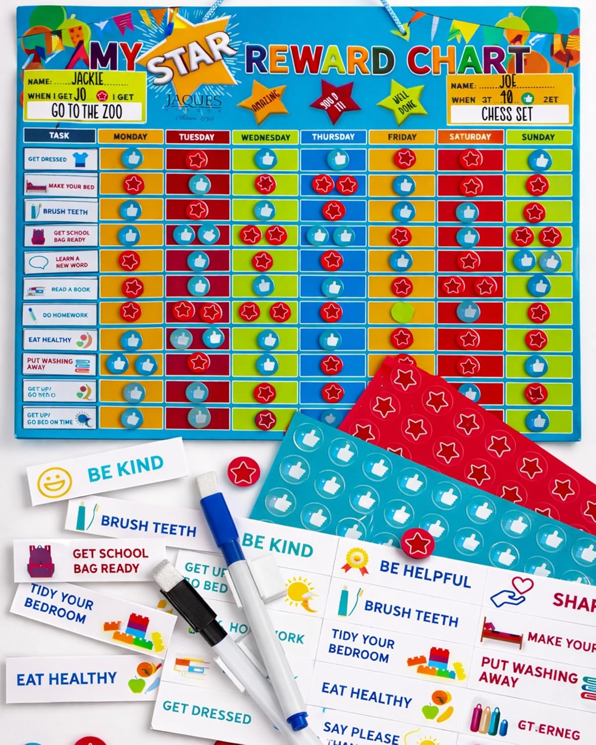 Detalle de Jaques of London Large Magnetic Reward Chart for 2 Kids 🎲