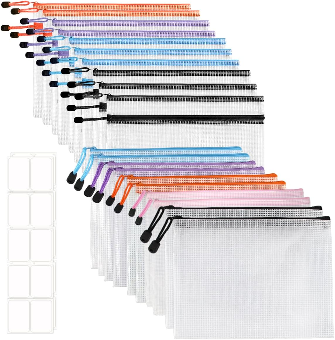 Thumbnail 6 de 20-Piece Plastic Wallets Zip Lock Folders – Waterproof A4/A5/A6 Document Pouch Set