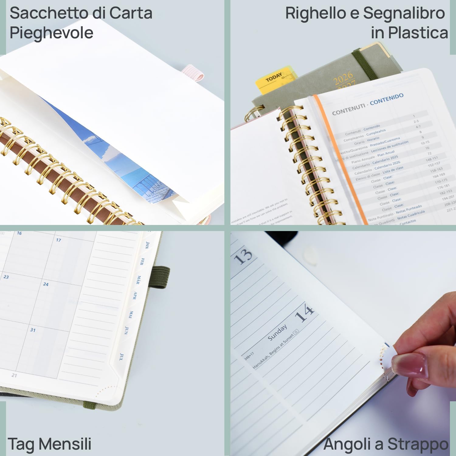 Detalle de PRORUN Agenda del Docente 2026-2027 A5 Spirale: Organizzazione settimanale con copertina rigida PU