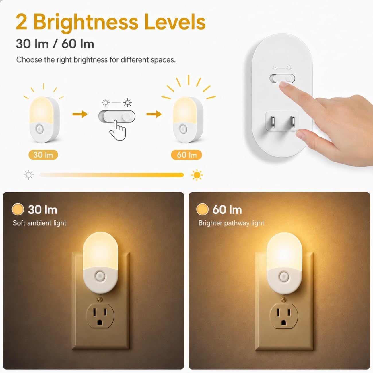 Thumbnail 3 de L LOHAS LED IP032 Plug-In Night Lights, 2-Pack, 30/60 lm, Soft White