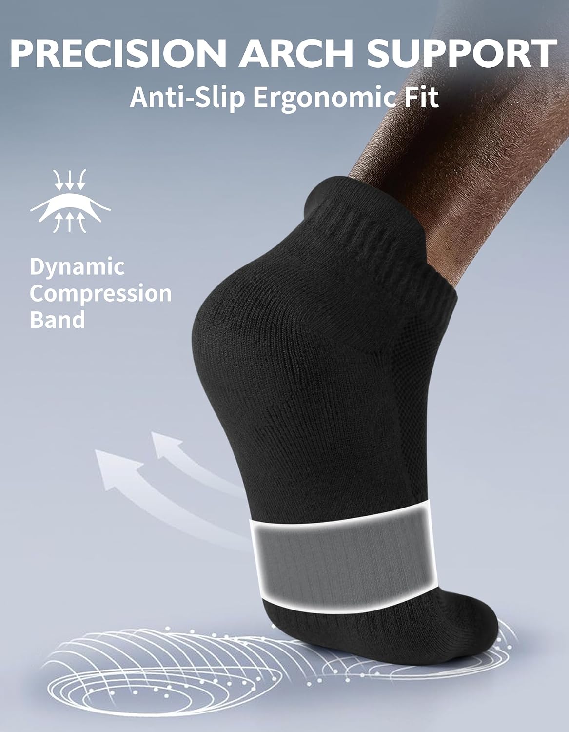 Detalle 2 de CLOSEMATE 7 Pairs Ankle Trainer Socks (cushioned, breathable, non-slip tab) in white