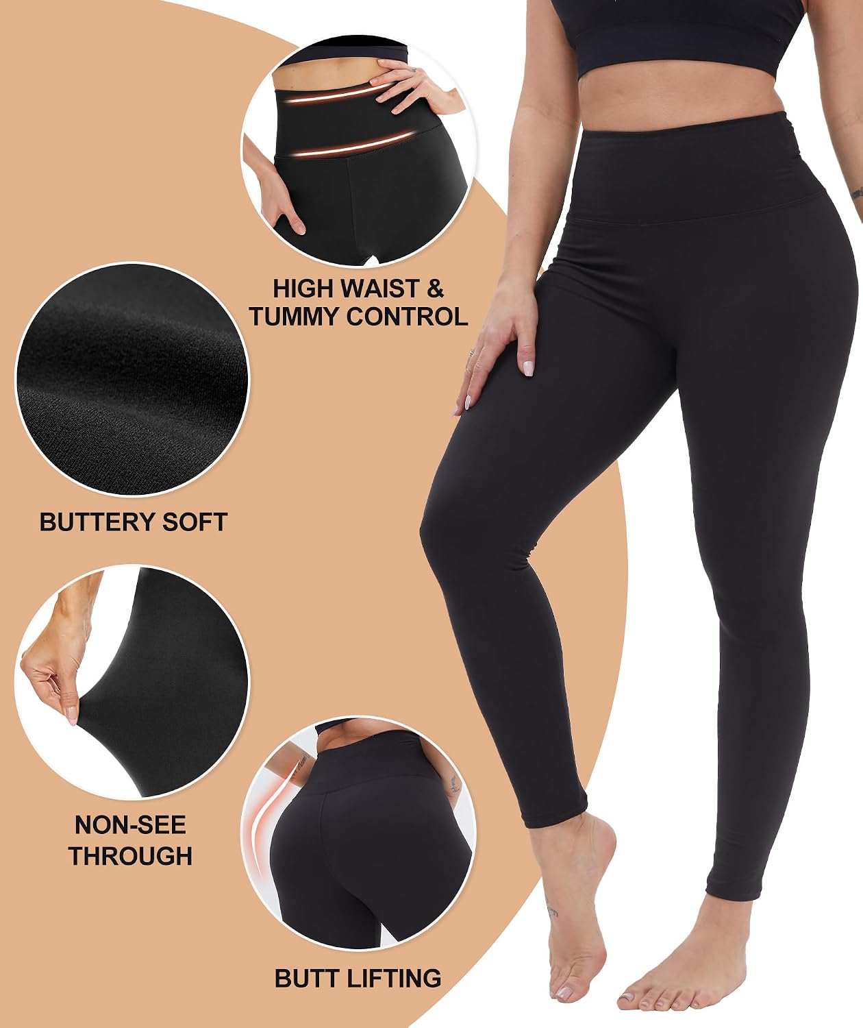 Detalle 2 de NexiEpoch Women's Capri Leggings, 4-Pack