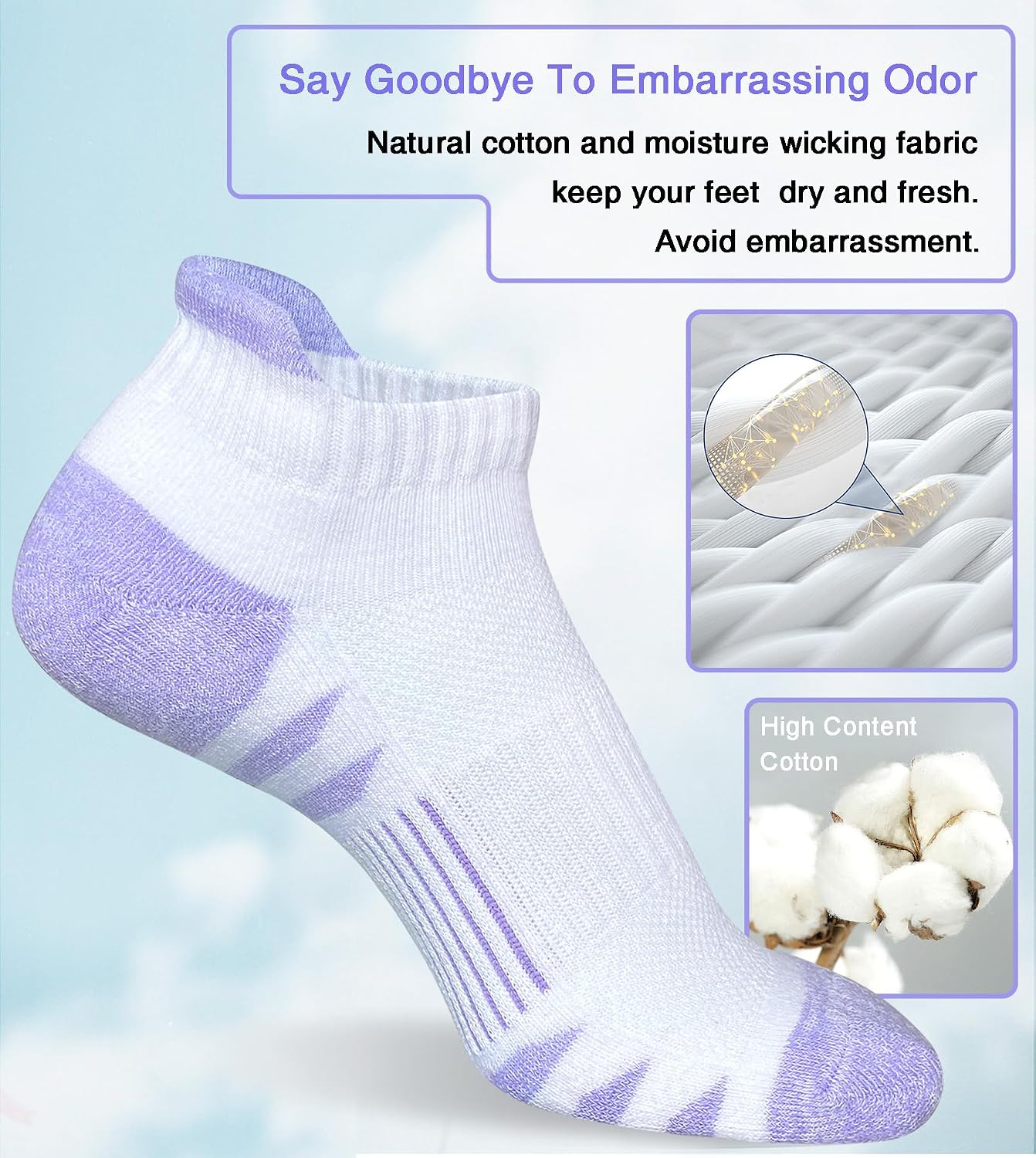Thumbnail 4 de Heyoboy Womens Ankle Anti-blister Running Socks 5 Pairs