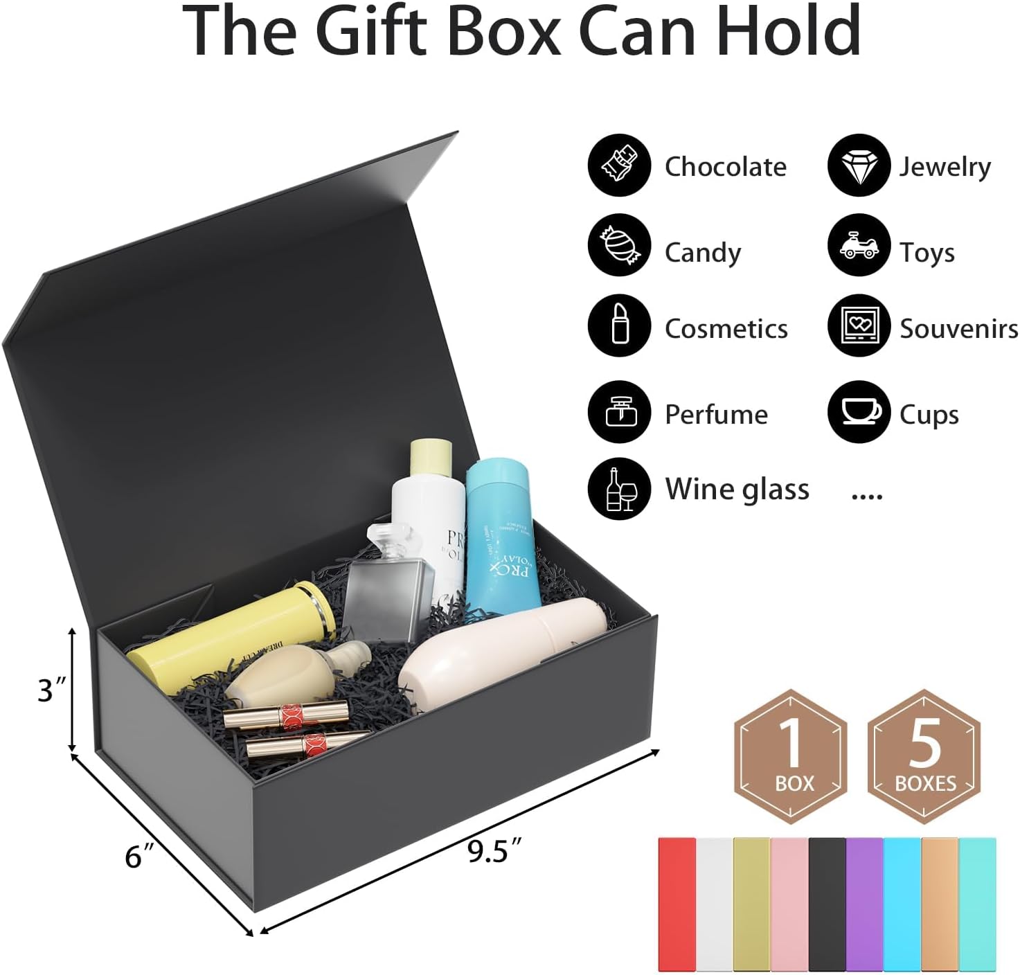 Detalle 2 de 1 Pack Gift Box with Magnetic Lid for Presents 30 x 15 x 10 cm