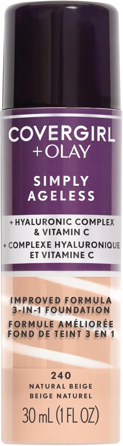 Detalle de COVERGIRL Simply Ageless 80274926 Liquid Foundation, 240 Natural Beige
