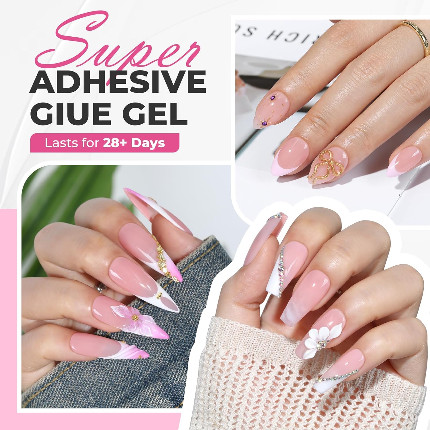 Detalle de UNA GELLA 15 ml Semi Solid Nagelkleber mit 10 ml Entferner – 2-in-1 Set für Press-on-Nägel ohne Lampe