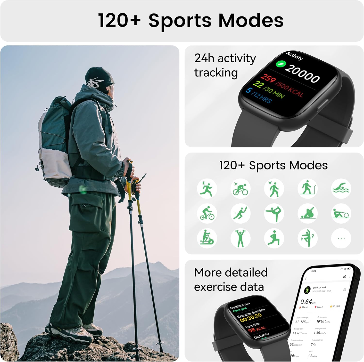 Thumbnail 4 de Smart Watch with Alexa Built-in 1.83" Fitness Tracker