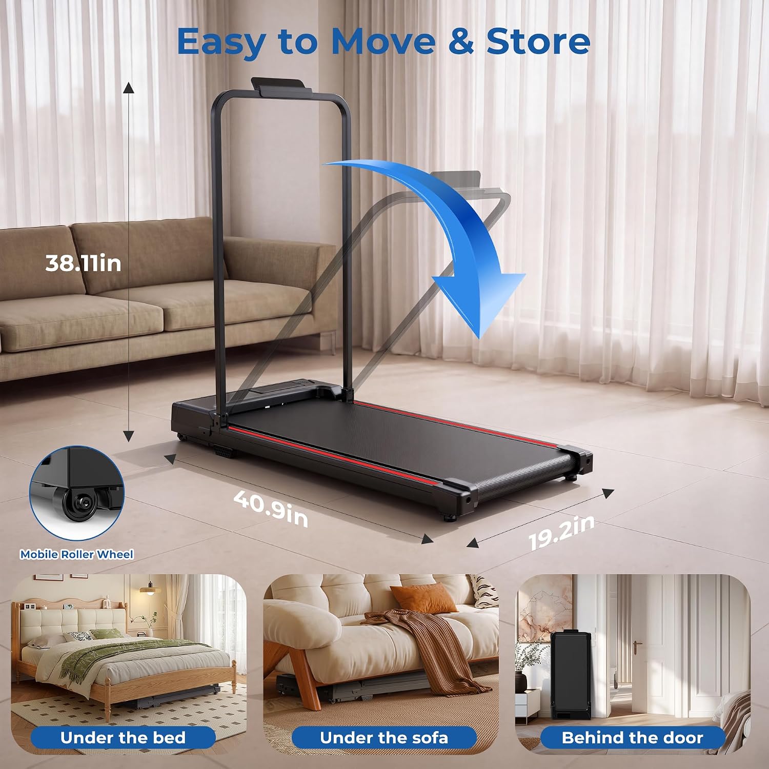Thumbnail 6 de Qyraenix Walking Pad Treadmill, 90 x 38 cm Belt